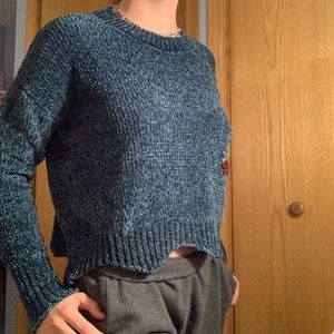 Blue/Teal Floral Embroidered Sweater